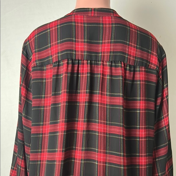 Vince Camuto Women’s Top Tunic 3/4 Sleeve Plaid V- Neck Size 1X - Picture 7 of 8